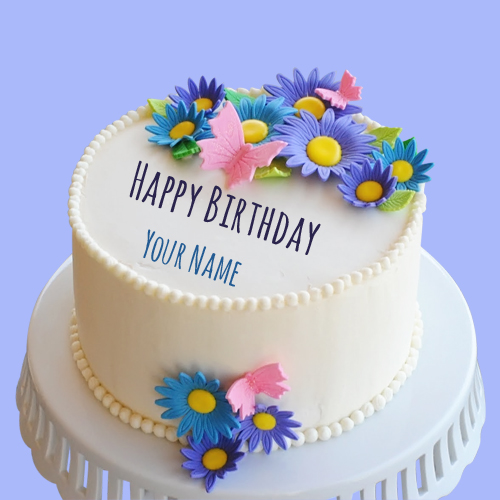 Happy Birthday Sunflower Toppings Round Cake With Name