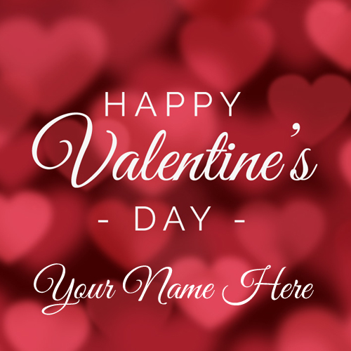 Valentines Day Blurred Hearts Greeting With Your Name