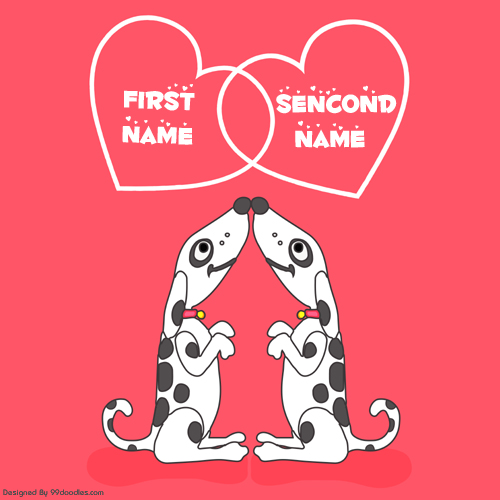 Cute Couple of Puppies in Love Greeting With Your Name