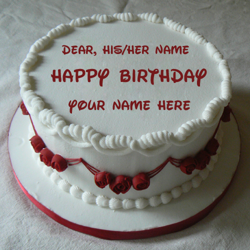 Happy Birthday Wishes Red Rose Cake With Your Name