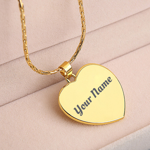 Personalized Name on Necklace With Gold Heart Pendant
