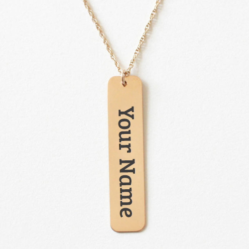 Write Name on Gold Bar Necklace Profile Pics