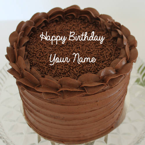 Write Name on Hand Made Choco Chips Birthday Cake