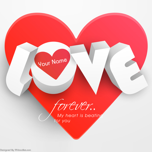 Love You Forever Valentine Heart Greeting With Name