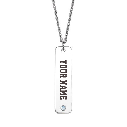 Write Name on Sterling Simulated Birthstone Bar Pendant