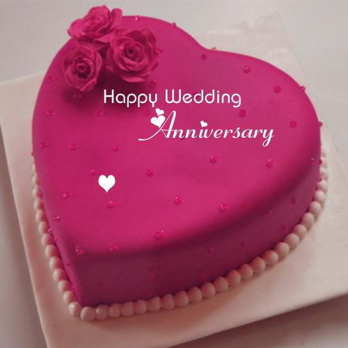 Happy Wedding Anniversary Wishes Heart Name Cake