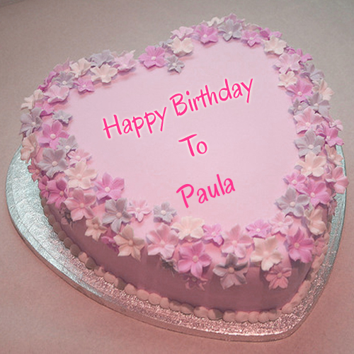 Beautiful Pink Flower Birthday Cake With Your Name