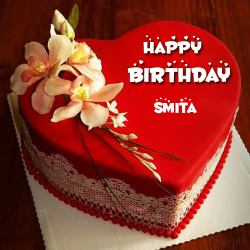 Happy Birthday Red Heart Love Cake Pic With Your Name