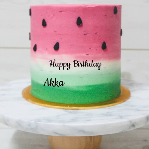 Print Name on Watermelon Pink Velvet Cake For Birthday