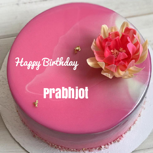 Lovely Pink Floral Art Shining Birthday Cake With Name
