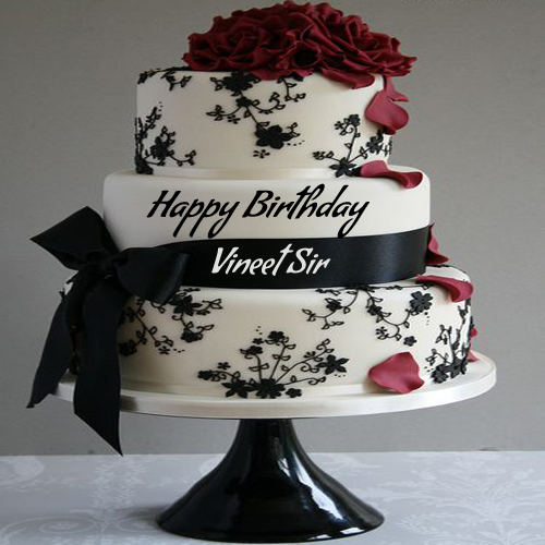 Write Name On Birthday Cake Pic Wrapped By Ribbon