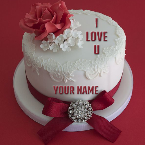  Write Name on I Love You Propose Cake Online Free