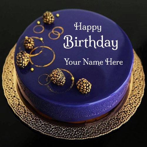 Happy Birthday Royal Blue Designer Cake With Your Name