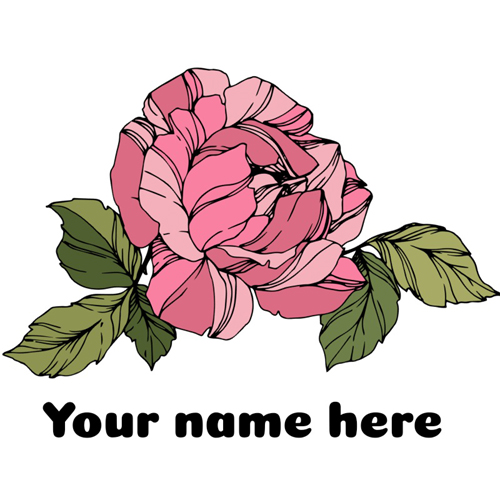 Beautiful Colorful Pink Rose Tattoo Design With Name