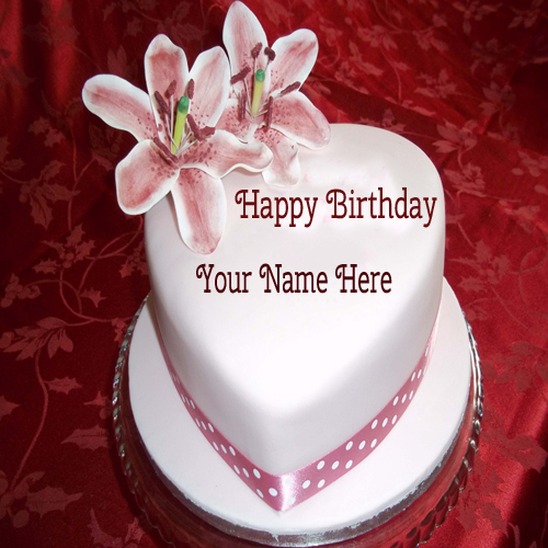 Write Name On Beautiful Orange Flower Strawberry Cake