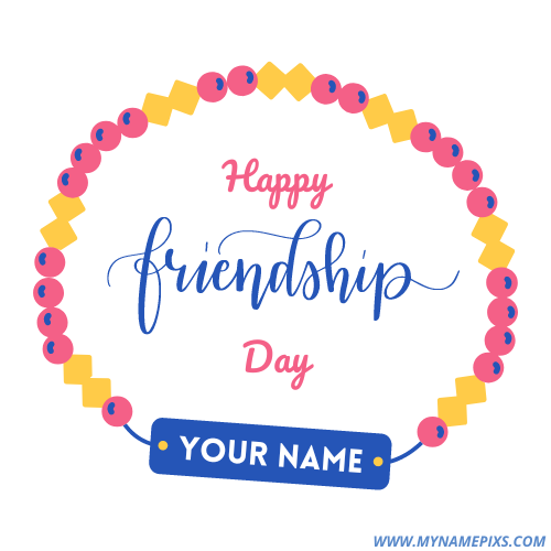 Colorful BFF Friendship Band Greeting Card With Name