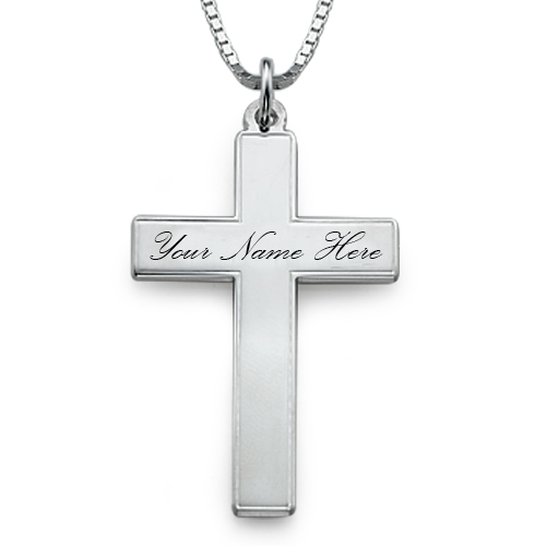 Write Your Name On Engraved Cross Necklace