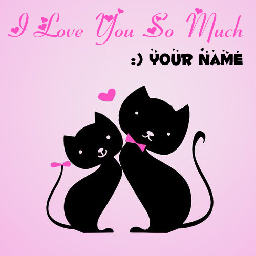 I Love You So Much Couple Cat Greeting With Name