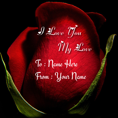 Write Name on Red Rose and Say I Love You E-Greeting Ca