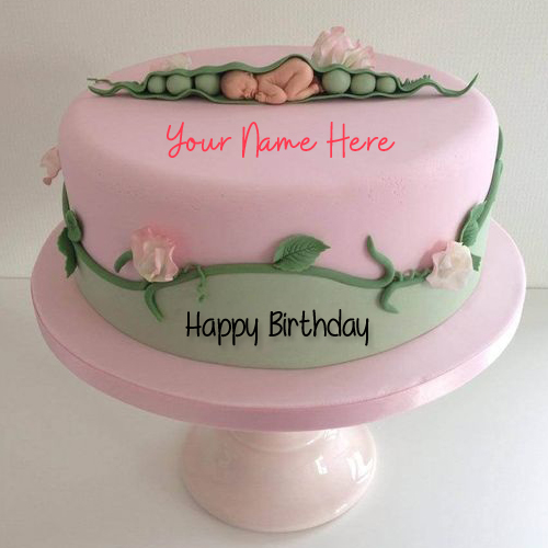 Happy First Birthday Wishes Cute Fondant Cake With Name
