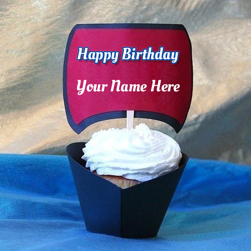 Happy Birthday Delicious Cream Cup Cake With Your Name