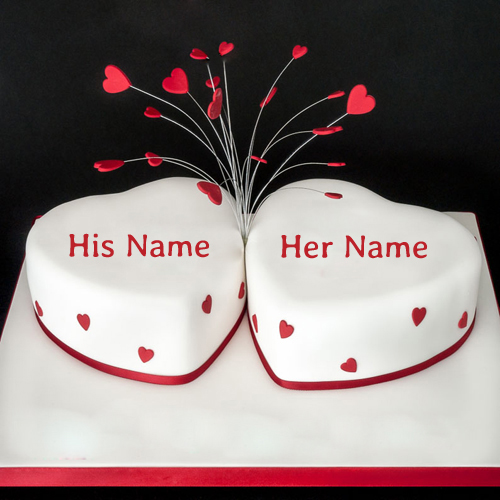 Write Name on Happy Anniversary Heart Cake Online