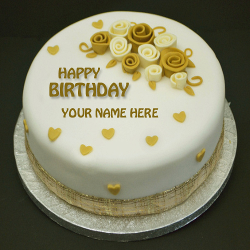 Write Name on Happiest Birthday Flower Cake