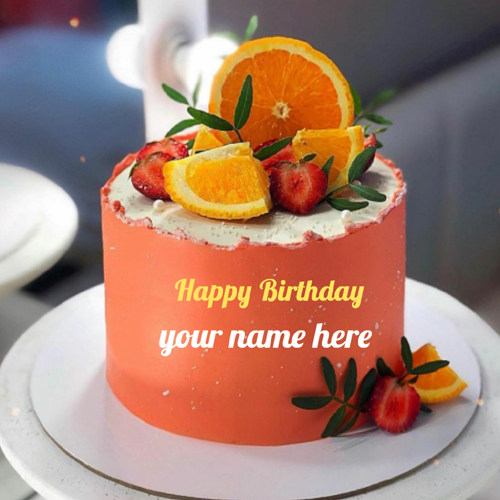 Happy Birthday Wishes Fresh Fruit Cake With Your Name