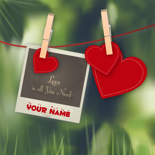 Beautiful Love Couple Red Heart Greeting With Your Name