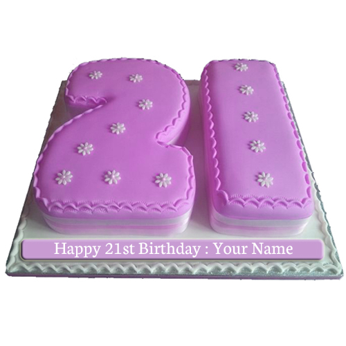 Write Name on Happy 21st Birthday Theme Cake
