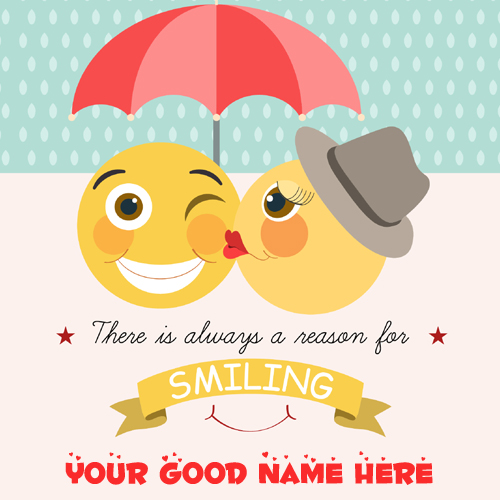 Cute Love Emoticons Couple Greeting Card With Your Name
