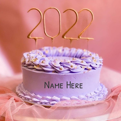 Happy New Year 2022 Theme Purple Cake With Your Name
