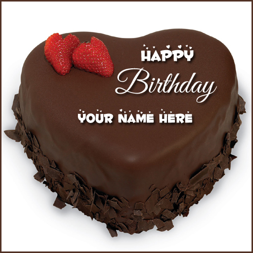 Happy Birthday Chocolate Creamery Heart Cake With Name