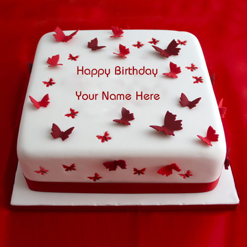 Write Name on Best Butterfly Birthday Cake