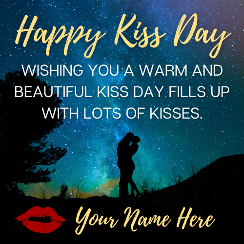 Happy Kiss Day Romantic Couple Quote Image With Name