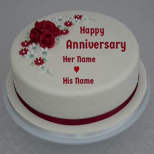 Anniversary Special Red Rose Romantic Cake With Name