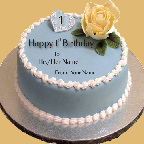 Write Name on Happy 1st Birthday Wishes Cake