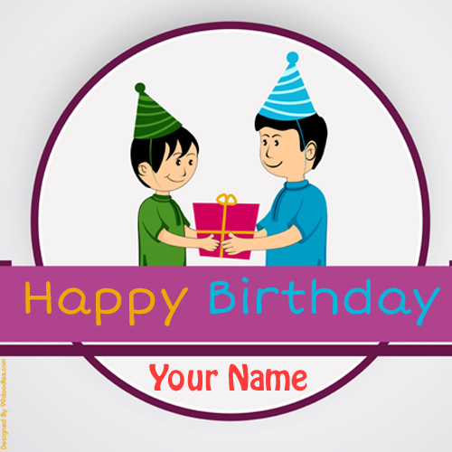 Happy Birthday Cute Friend Wish Card With Your Name