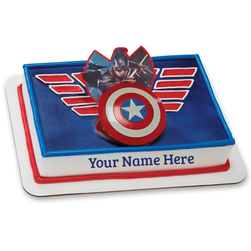 Captain America Superhero Birthday Cake With Your Name