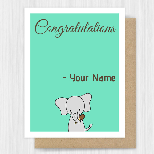 Write Name on Congratulations Wishes Cute Elephant Pics