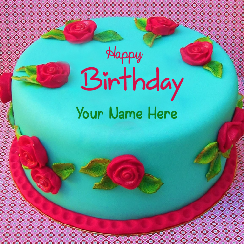 Write Name on Beautiful Flower Velvet Birthday Cake