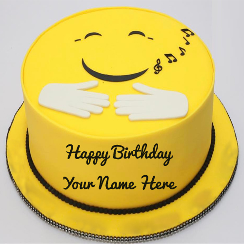 Cute Smiley Cake For Birthday Wishes With Your Name