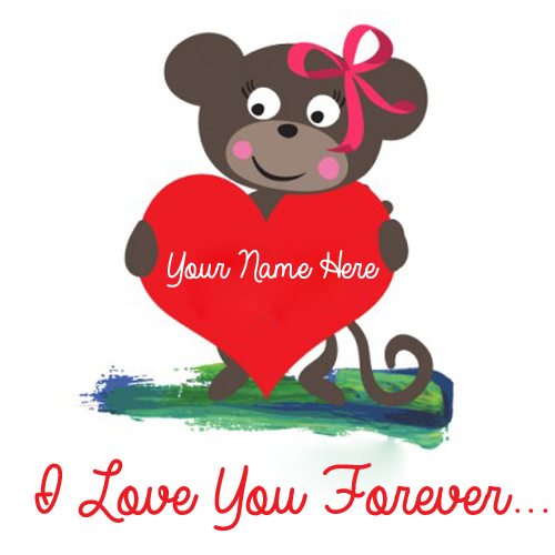 I Love You Forever Teddy With Red Heart and Your Name