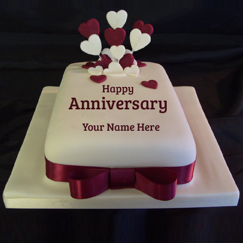 Happy Anniversary Ruby Wedding Cake With Your Name