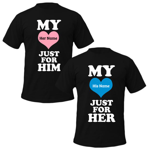 My Heart For Him Her Couple T Shirts With Your Name