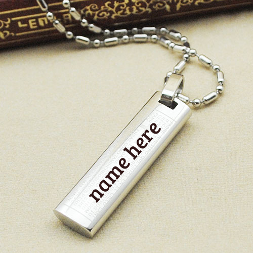 New Fancy Silver Tone Bible Pendant Necklace With Name