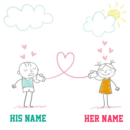 Print Couple Name on Love Message Hand Drawn Greeting