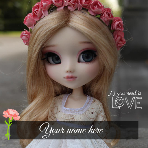 Write Your Name on Cute and Lovely Doll Greeting Card