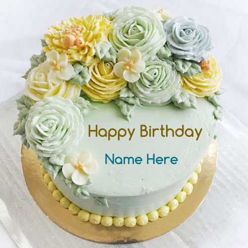 Write Name on Inspiration Floral Buttercream Cake