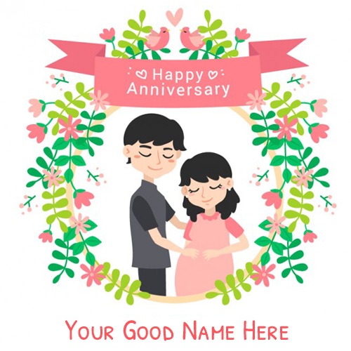 Happy Anniversary Couple Love Greeting Card With Name